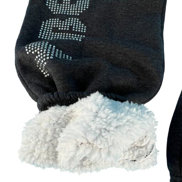 No Boundaries Jogger Lounge Pants Juniors M (7-9) Charcoal Gray Rhinestone Skull - Picture 11 of 16